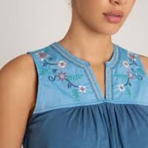 Sherpa - Shaanti Embroidered Blue Tank Top Size Medium New With Tags - Picture 3 of 9